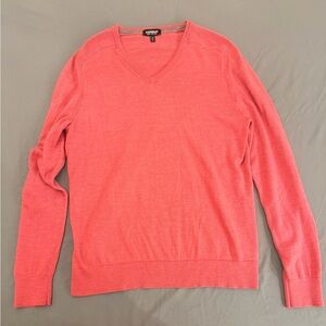 Express V-Neck Sweater in Coral